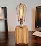 Solid Oak Statement Table Lamp - Handmade Rustic Industrial Lighting with Copper