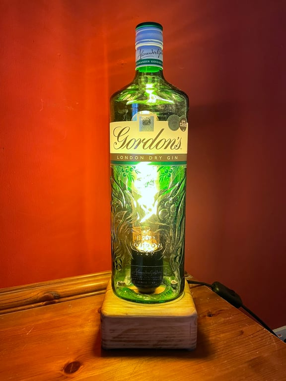 Bar Themed Table Lamp, Upcycled Gin Bottle