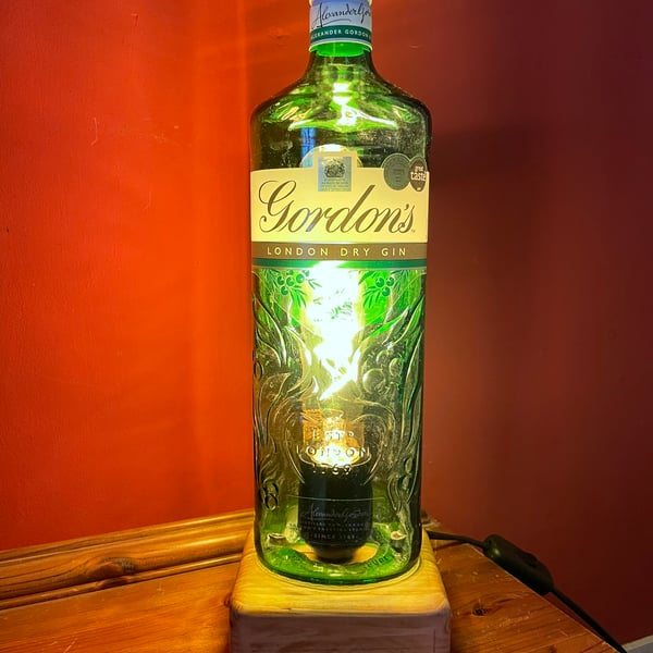 Bar Themed Table Lamp, Upcycled Gin Bottle