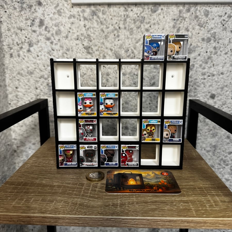 Display Shelf for Bitty Sized Boxes Holds 30 White with Black