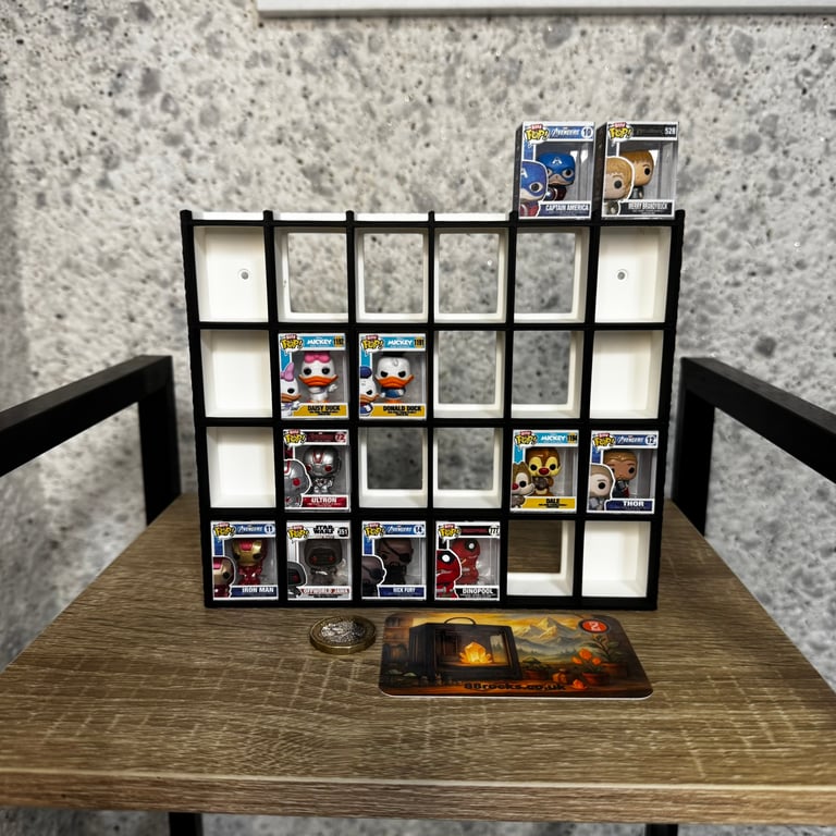 Display Shelf for Bitty Sized Boxes Holds 30 White with Black