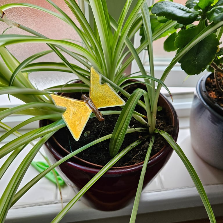 Fused glass butterfly plant decoration 