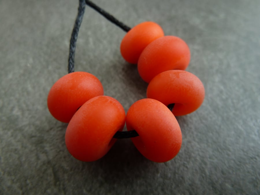 orange tumbled lampwork glass spacer beads
