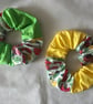 Patchwork Floral Scrunchies, Green Scrunchie, Yellow Floral Scrunchie - Image 1