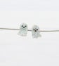 Titanium ear wire mini ghost stud earrings - Holographic glitter silver  - Image 4