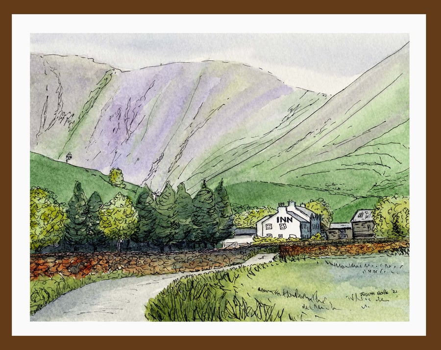 The Wasdale Inn, Cumbria - at the End of the Road - Original Watercolour