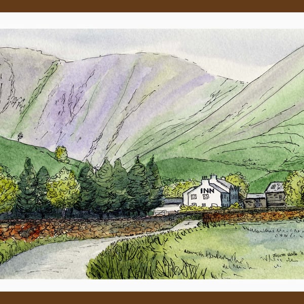 The Wasdale Inn, Cumbria - at the End of the Road - Original Watercolour