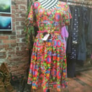 Handmade Colourful mid dress with pockets 