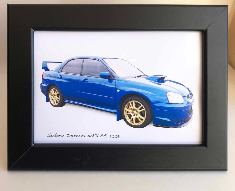Subaru Impreza WRX Sti 2003 - 4x6" Photograph in a Black or White frame