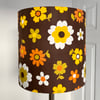 FUN 60s 70s  Hippy Sunny Daisy Brown VIntage fabric Lampshade