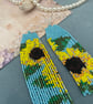 Beaded fringe earrings, Sunflower design, boho dangle fringe earrings, gift her - Image 9