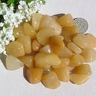 10 Yellow Aventurine Crystal Polished Tumblestones, Craft, Mosaic, Grid, Chakra