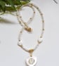 Designer Natural Mother of Pearl & Seed Bead  Necklace Gold Plated - Image 4