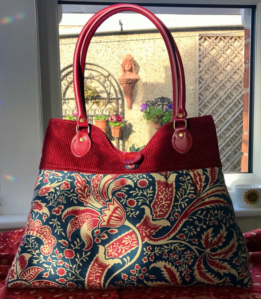 William Morris ‘Indian’ fabric handbag.