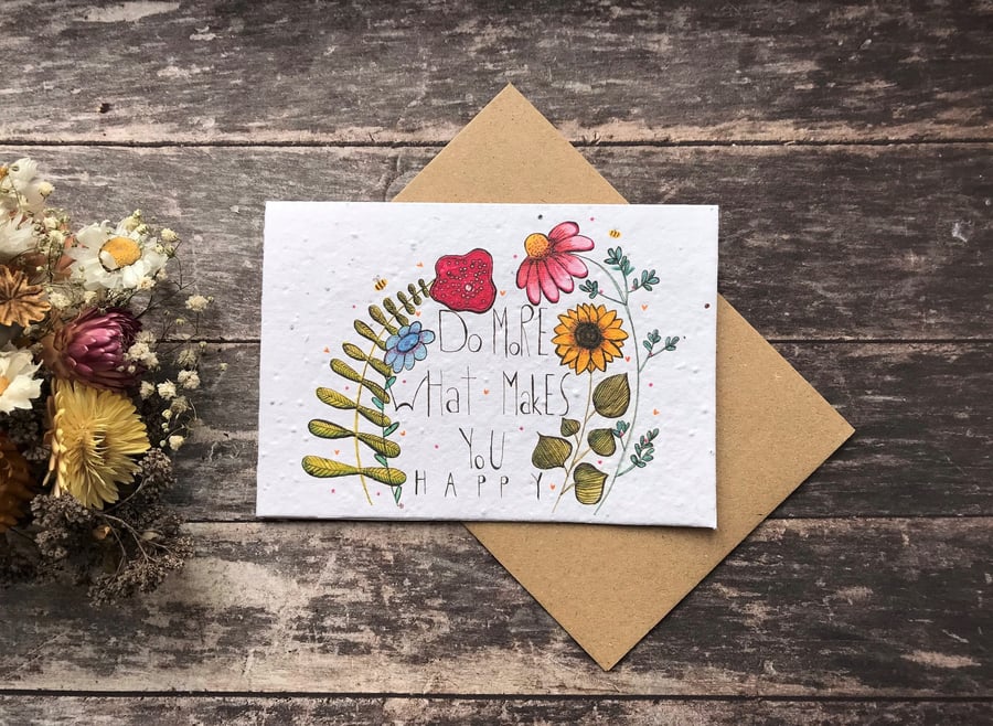 Plantable Seed Paper Birthday Card, Blank Inside, Inspirational greeting card
