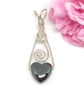 Sterling Silver Hematite Heart Pendant, Gift For Her - Image 3
