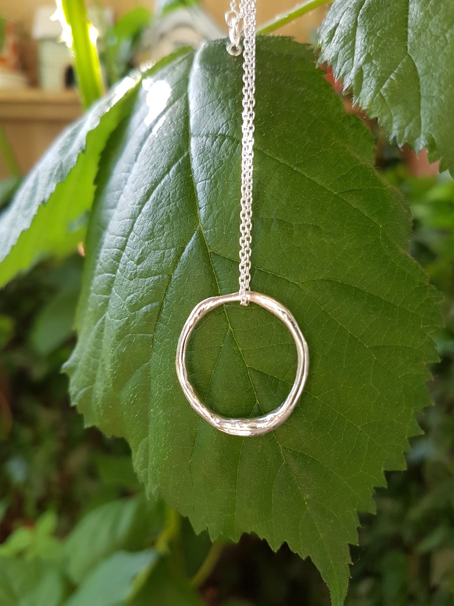 Organic & Rustic Molten Silver Circle Necklace
