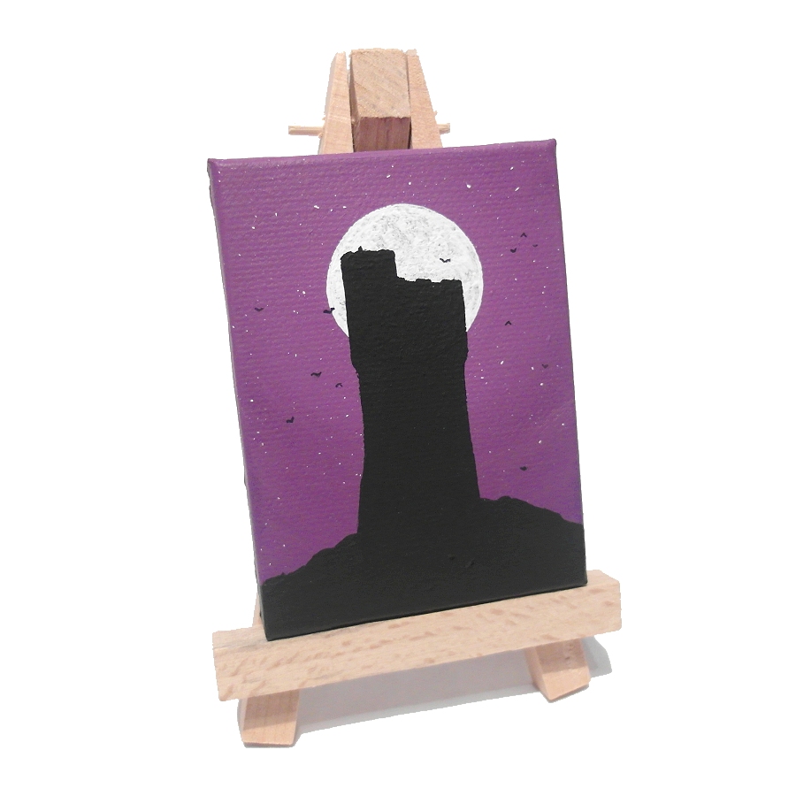 Sold Moonlit Castle Hill Mini Painting