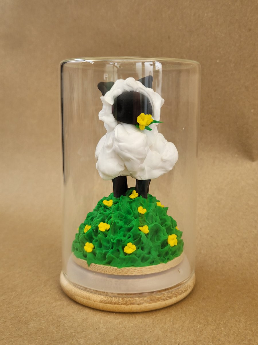 Thinking of Ewe Daisies and Buttercups - handmade ornament in glass jar 
