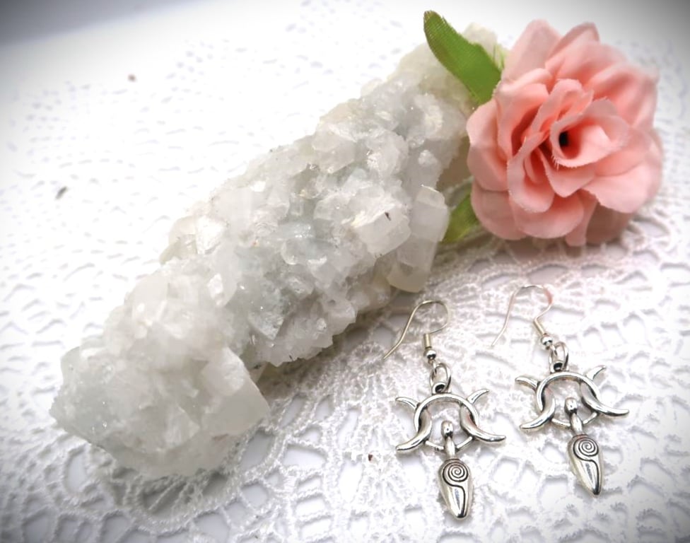 Moon Goddess Earrings with Sterling Silver Ear Wires. Free UK Postage