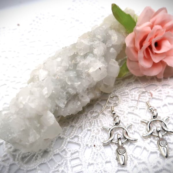 Moon Goddess Earrings with Sterling Silver Ear Wires. Free UK Postage