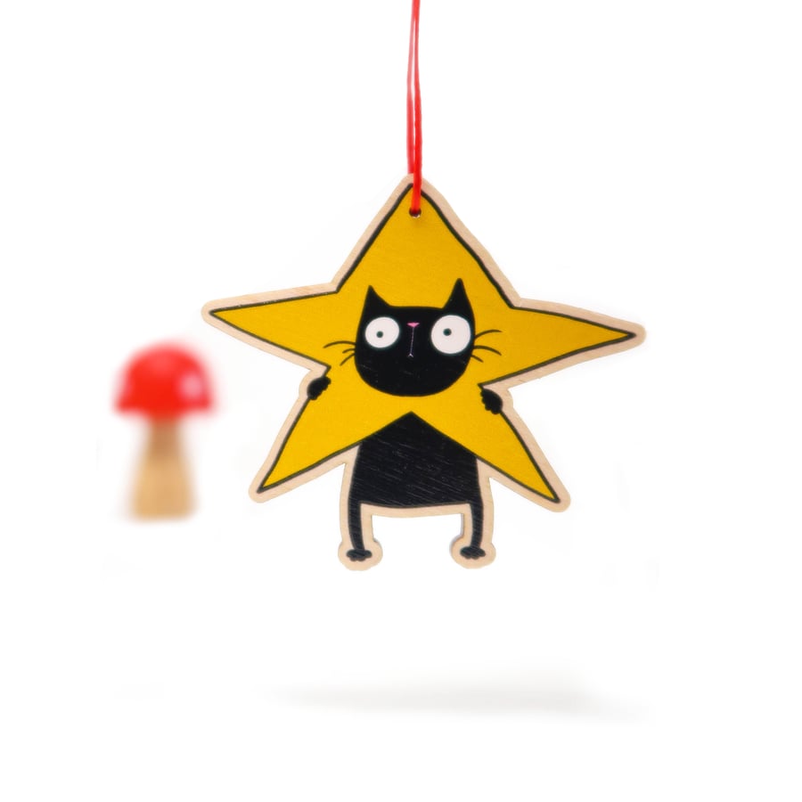 Black cat star Christmas decoration 