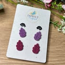 Oak Leaf and Hedgehog Polymer Clay Studs - Lightweight 