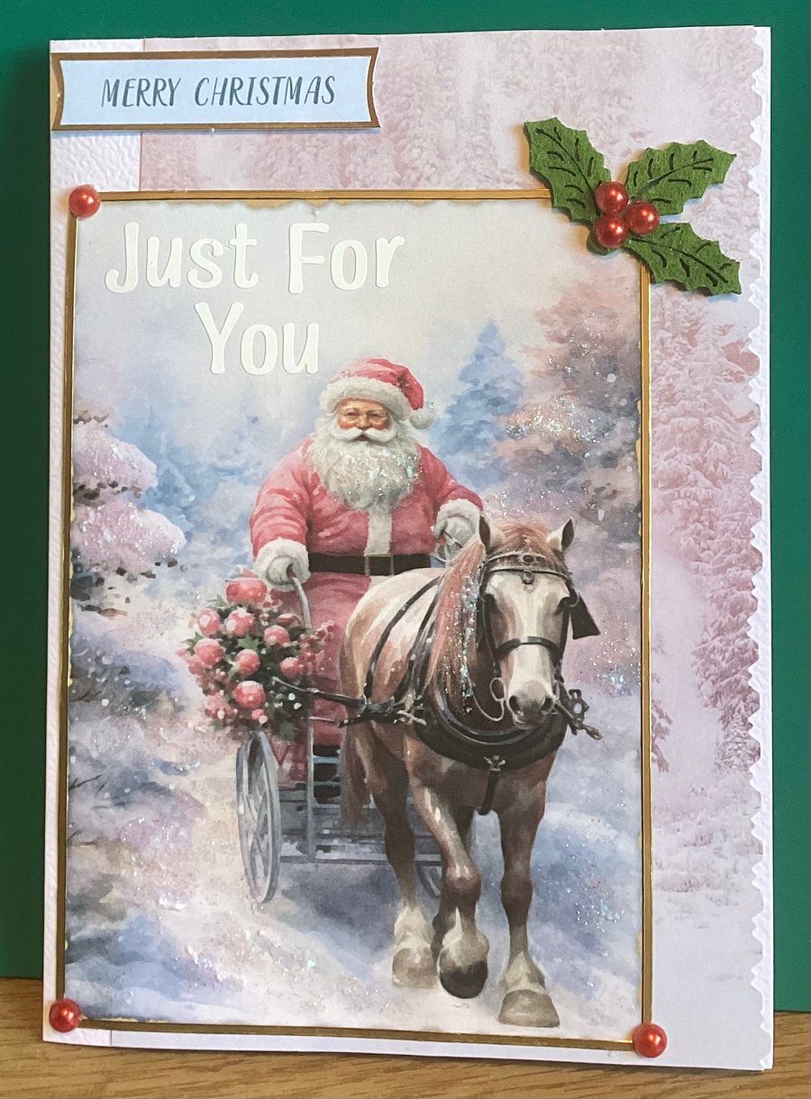 Father Christmas & Horse Xmas Card