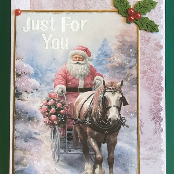 Father Christmas & Horse Xmas Card