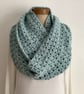 INFINITY SCARF , cowl , neckwarmer .Alpaca blend. Super-soft.Duck egg blue.