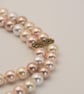 Double Strand Shell Pearl Choker Blush Pink Cream Ivory Gold Scroll Connector - Image 2