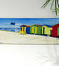 Beach Huts Oil Painting Seaside and Sky Original Canvas Art for Surfers - Image 2