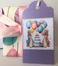 Peter Rabbit Gift Tags, Handmade Lilac Shimmer, Baby Birthday (Set of 4)
