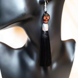 Black Gothic Scull Tassel Earrings Dress Party Jewellery