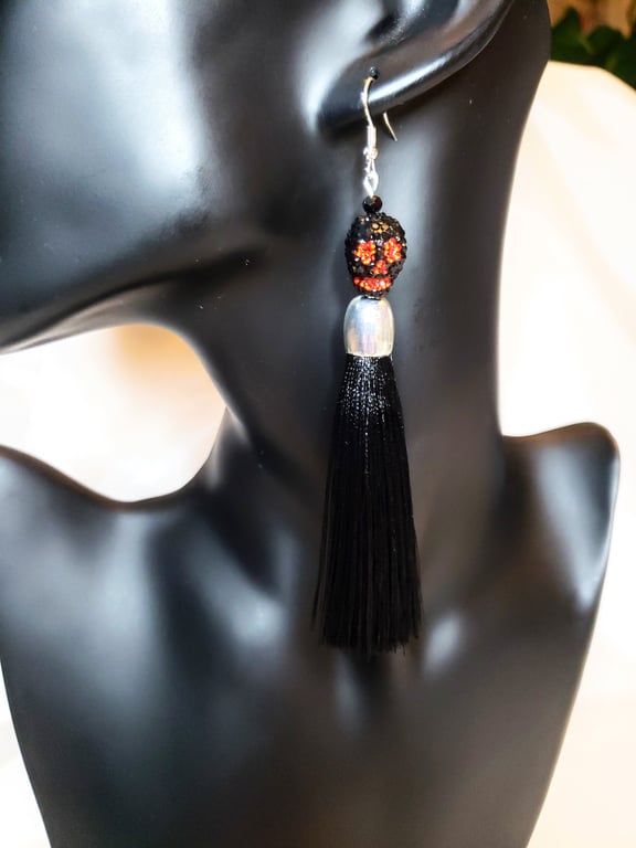 Black Gothic Scull Tassel Earrings Dress Party Jewellery