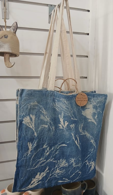 Hand Printed Cyanotype Tote Bag (Seaweed 1)