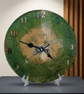 Handmade olive green and gold epoxy resin clock with hanger. Battery operated.