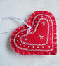 Scandi Style Hand Embroidered Felt Heart Christmas Decoration - Image 2