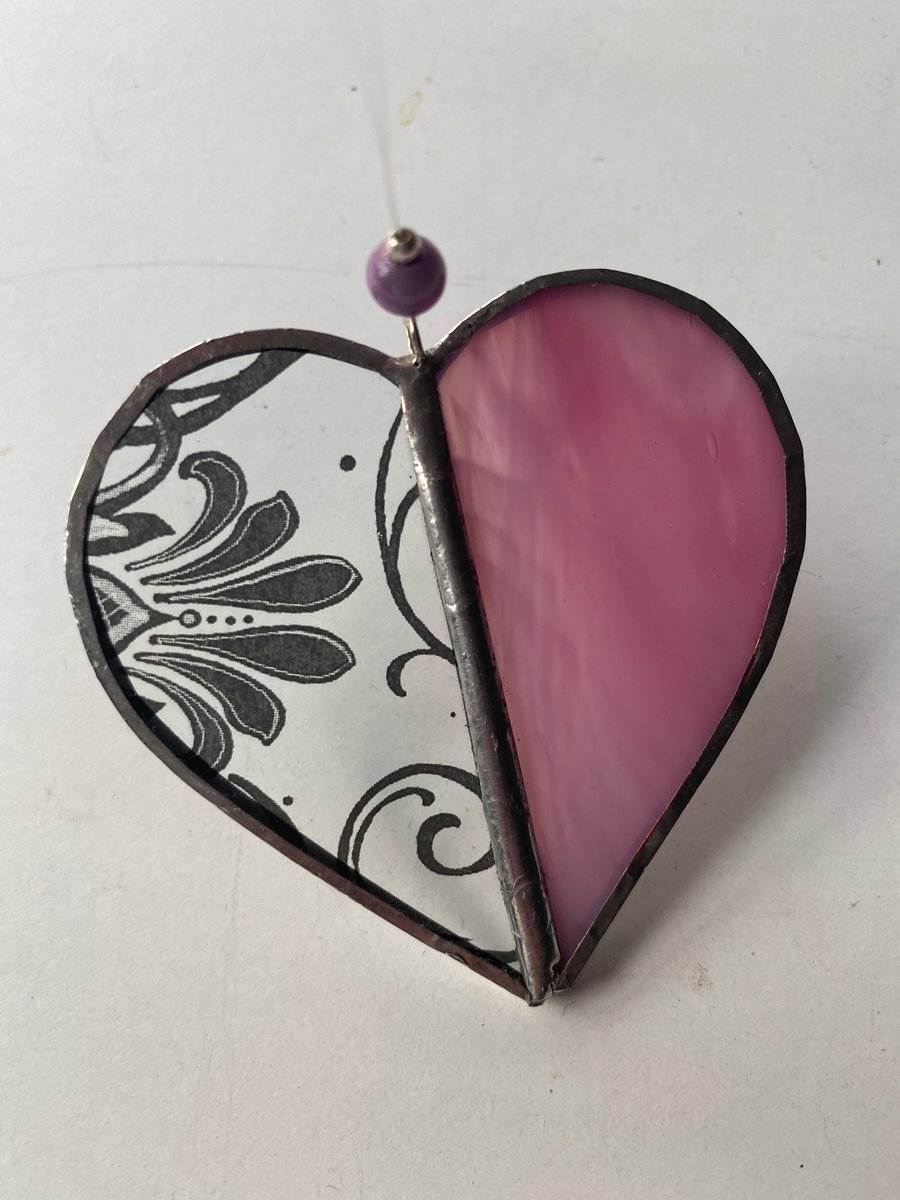  Seconds Sunday Stained Glass Two Tone Heart Suncatcher Decoration 