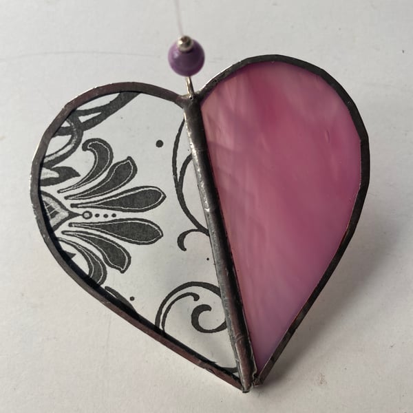  Seconds Sunday Stained Glass Two Tone Heart Suncatcher Decoration 