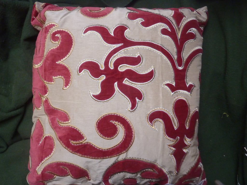 Luxury Cushion Square 45X45cm Dusky Rose Appliqué Velvet Cotton Highlighted Gold