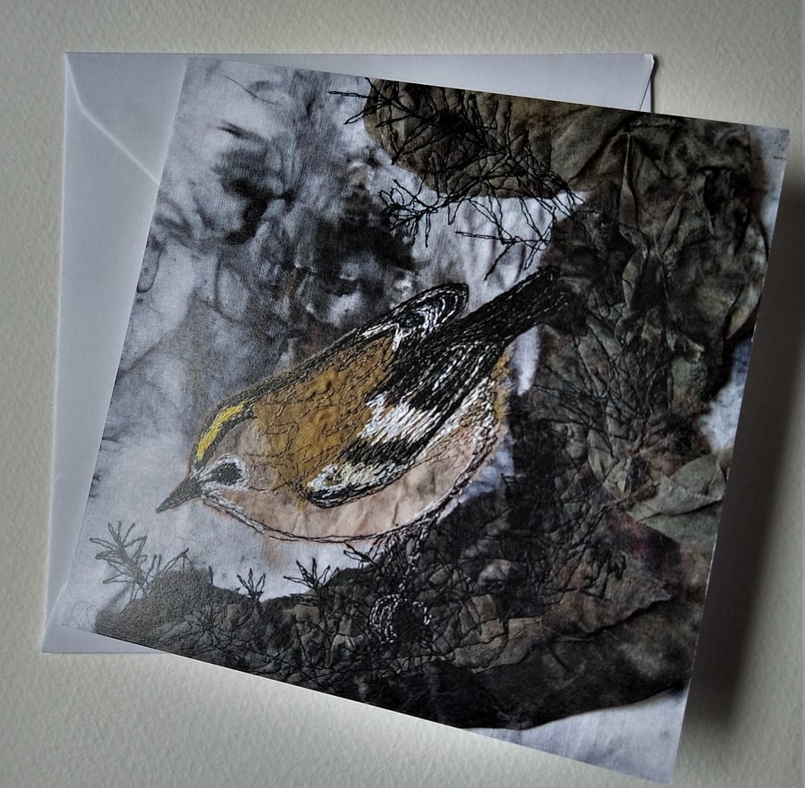 Goldcrest Embroidered Portrait Greetings Card