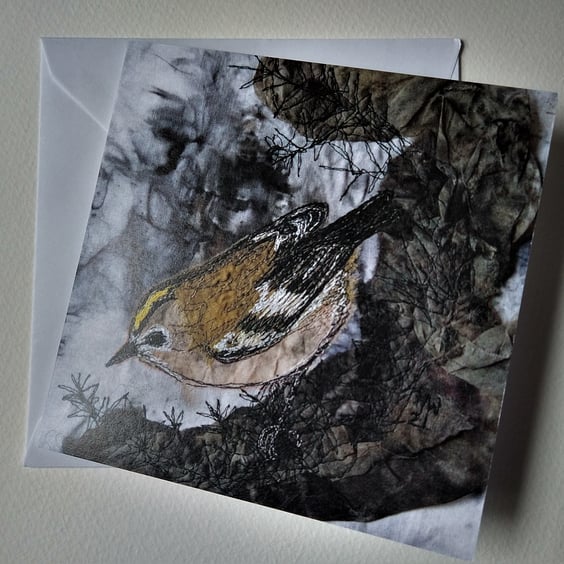 Goldcrest Embroidered Portrait Greetings Card