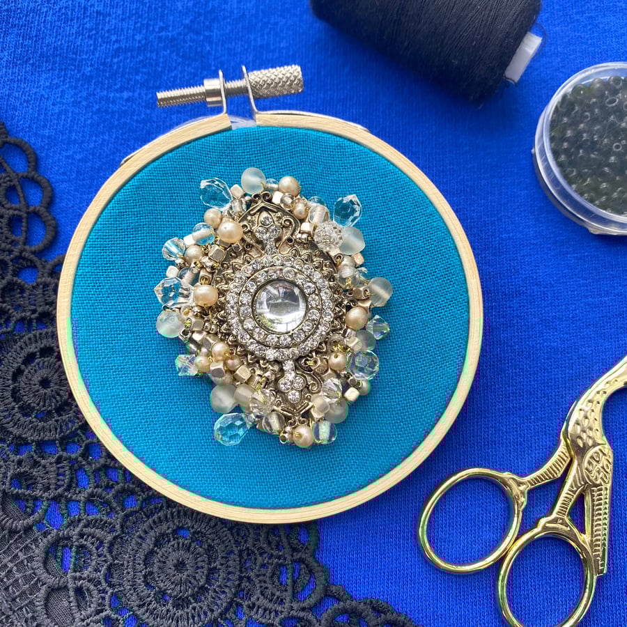 Jewels & Beaded Blue Hoop
