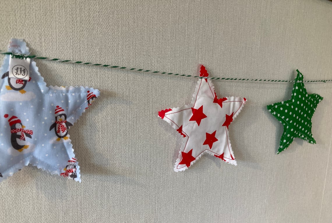 Christmas star bunting garland. 1.4m long. Party decoration.