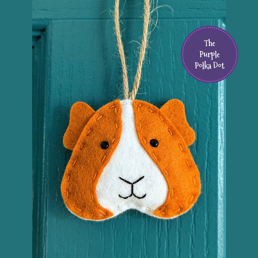 Guinea pig hanging decoration handmade from wool blend felt