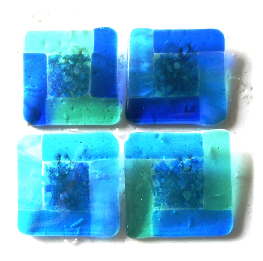 Fused Glass Coasters Set of 4 8cm Turquoise