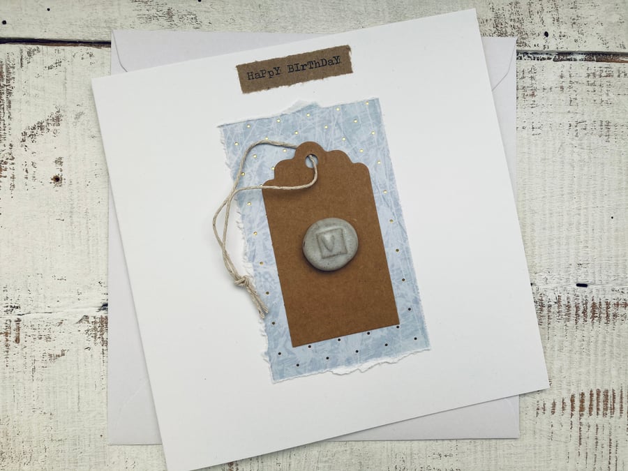 Happy Birthday card, with love card, ceramic gift card hand made