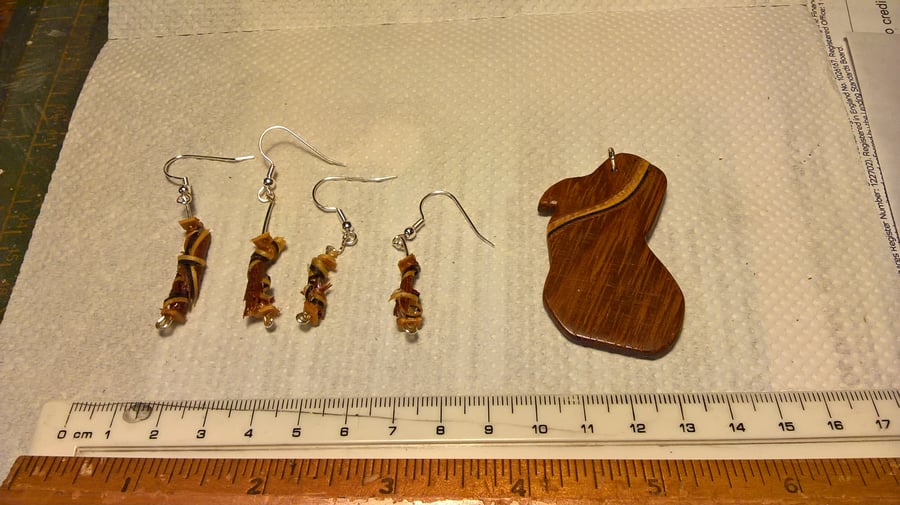 a matching pendant and earing set