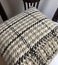 Angharad cushion: Ash grey 12" fringed. Handwoven in Wales - Image 3